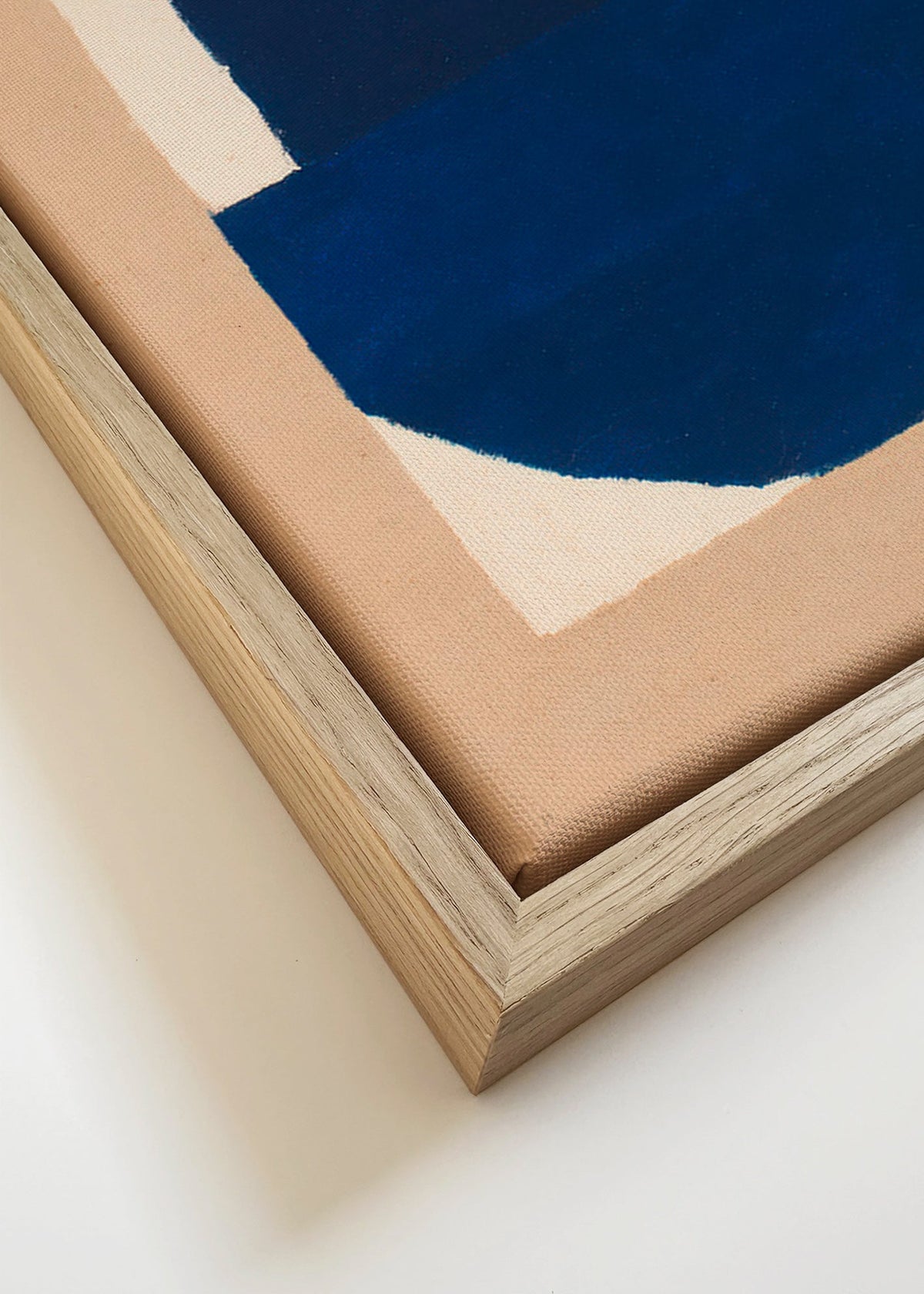 Geometrisk tavla i blått och beige – Canvas detail