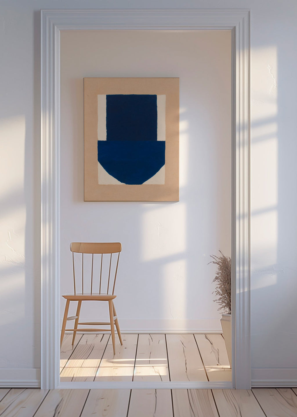 Cuadro geométrico azul y beige – Canvas
