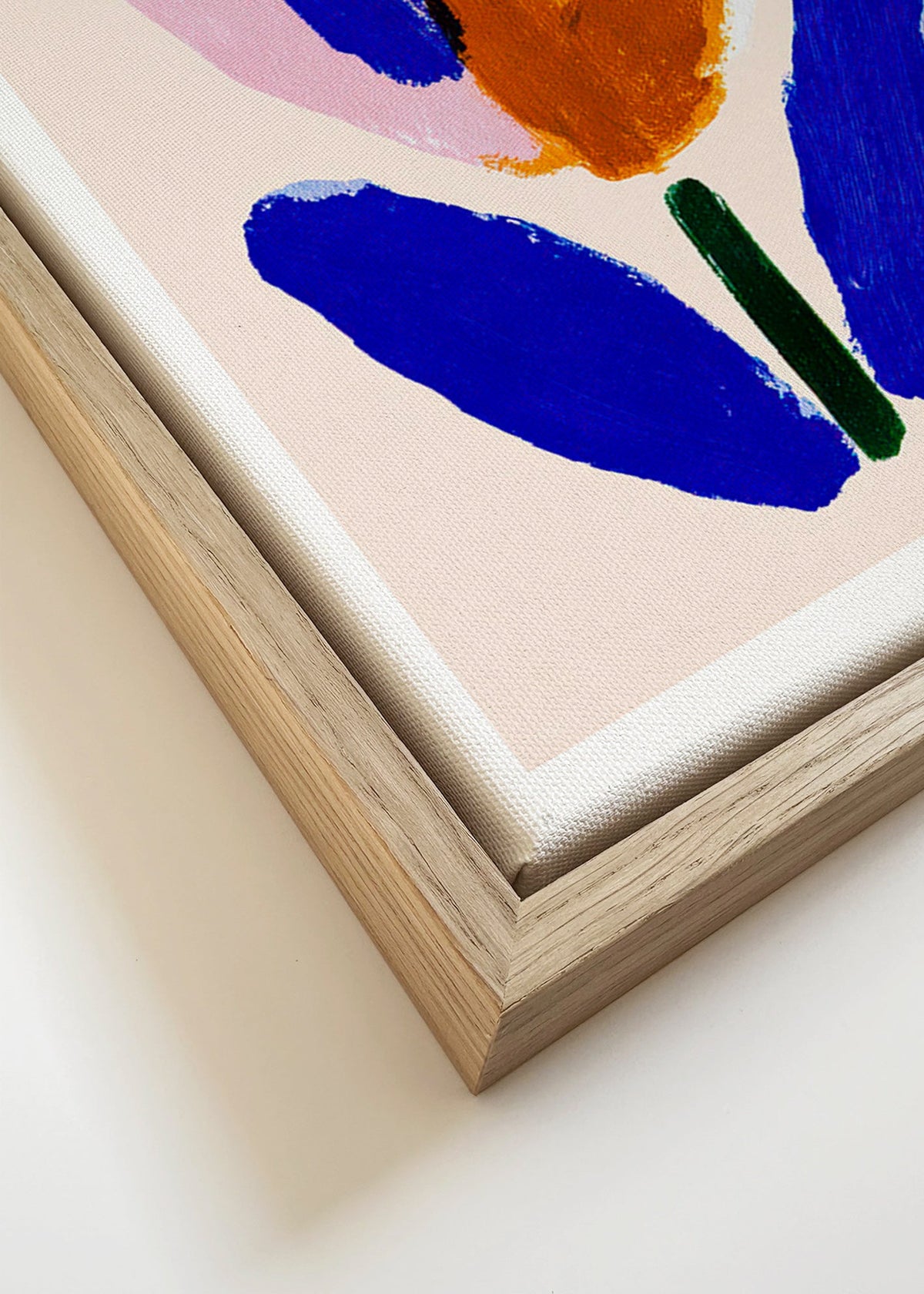 Botanisk poster målad blomma i blått och rosa – Canvas detail