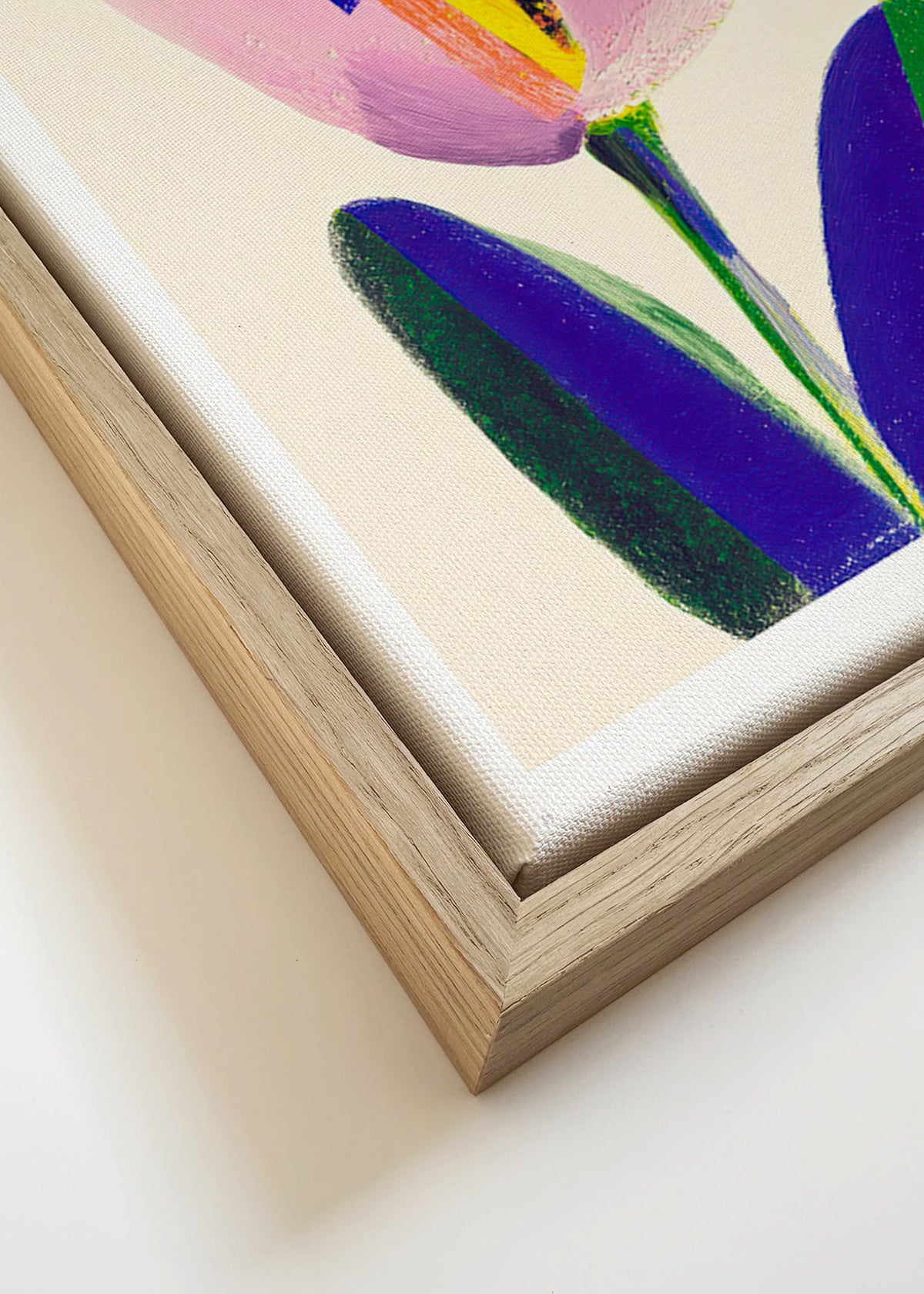 Botanisk print rosa tulpan – Canvas detail