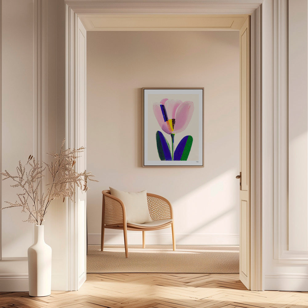 Lámina botánica tulipán rosa – Canvas1