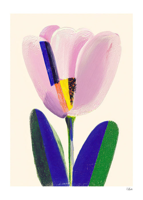 Botanisk print rosa tulpan
