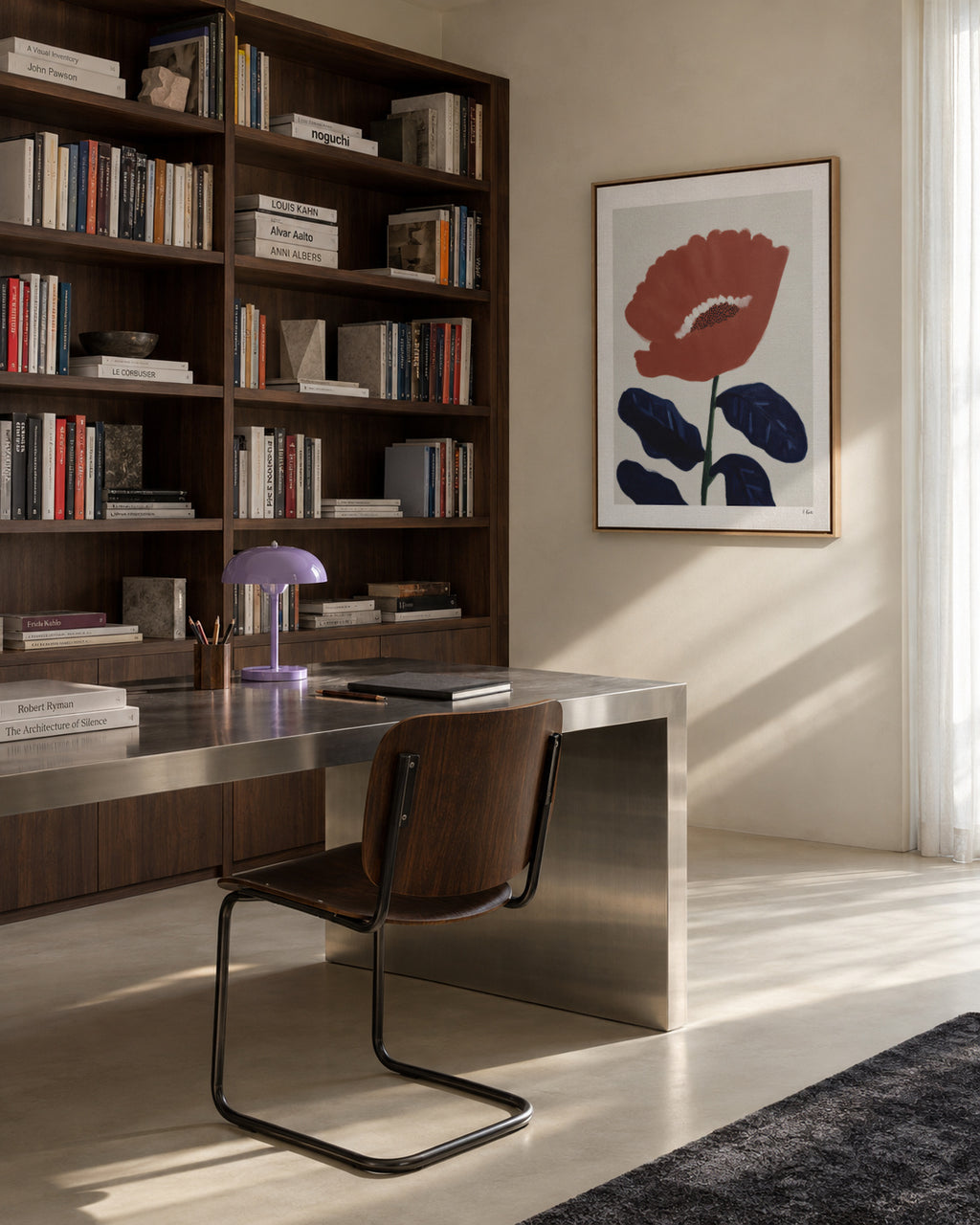 Coral Flower - Framed canvas in an interior