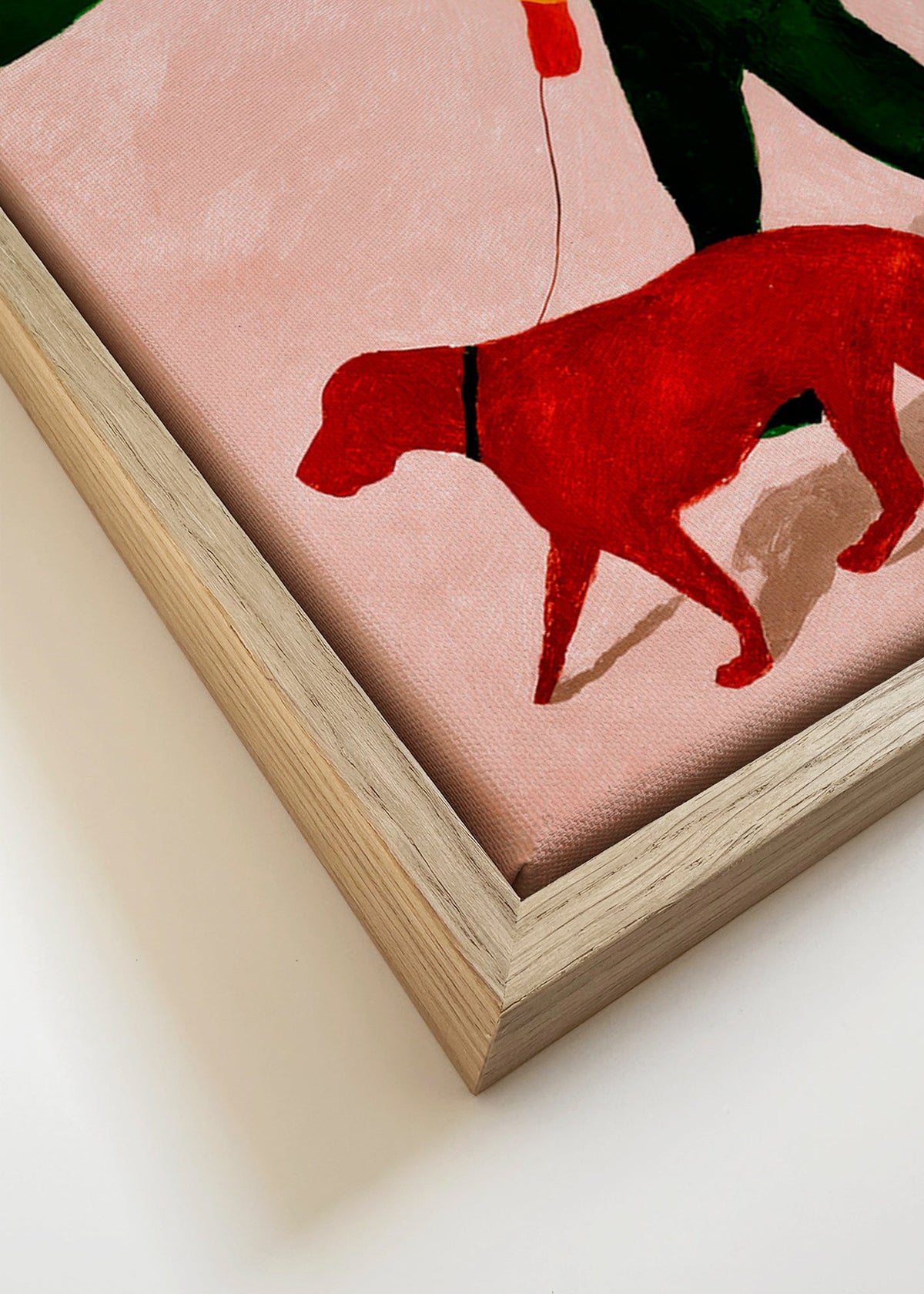 Tavla promenad med röd hund – Canvas detail