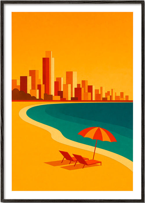 Kökskonst: retro strand med parasoll – Black Frame