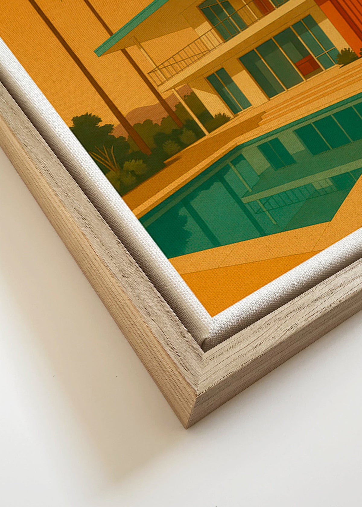 Kökskonst modern villa med pool i gyllene timmen – Canvas detail