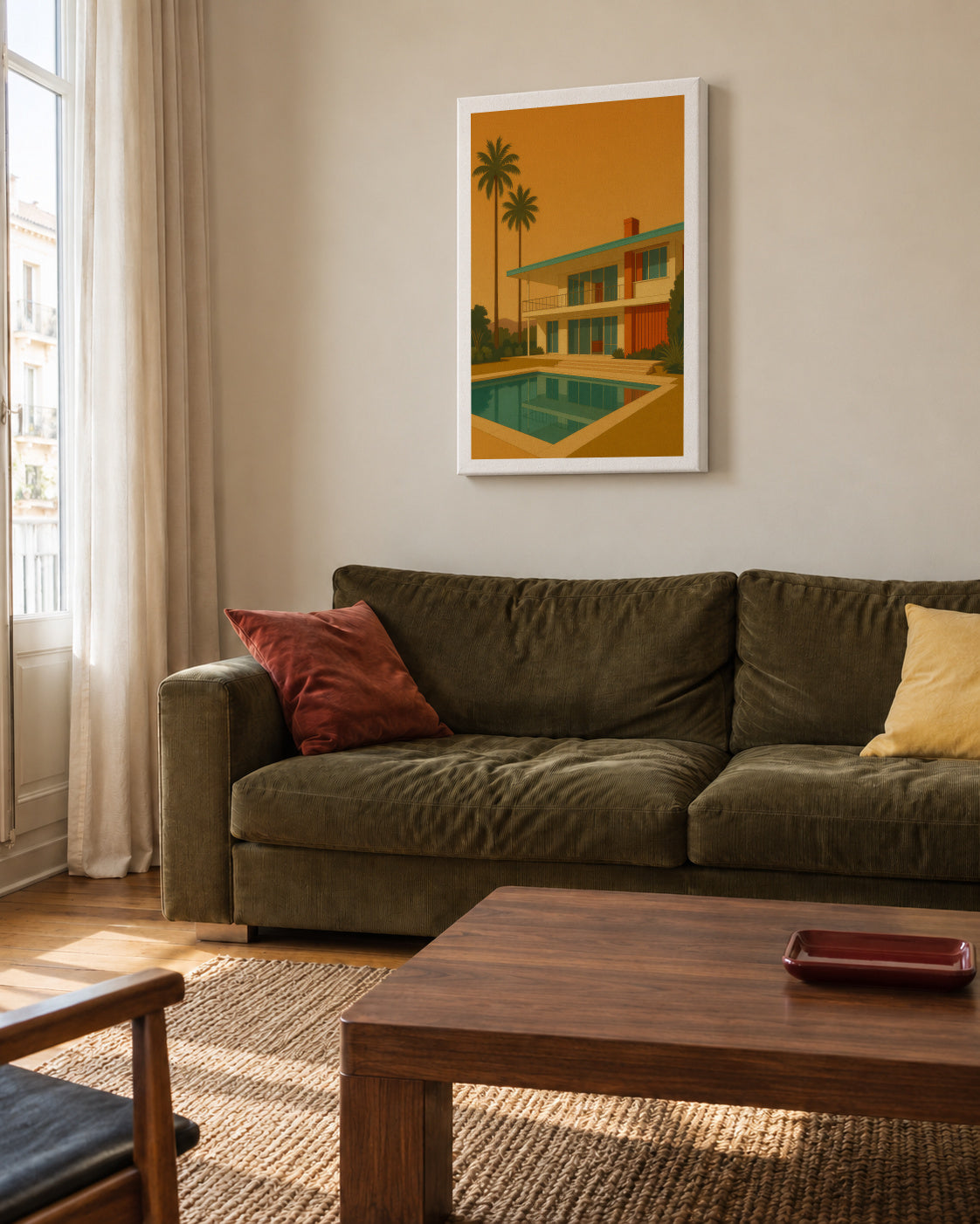 Golden Hour Oasis - Unframed canvas in an interior