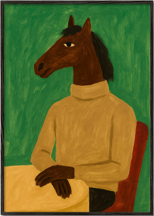 Tavla häst i tröja – Black Frame