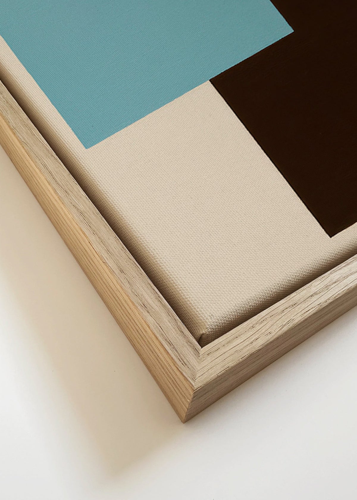 Geometrisk konst i blått och brunt – Canvas detail