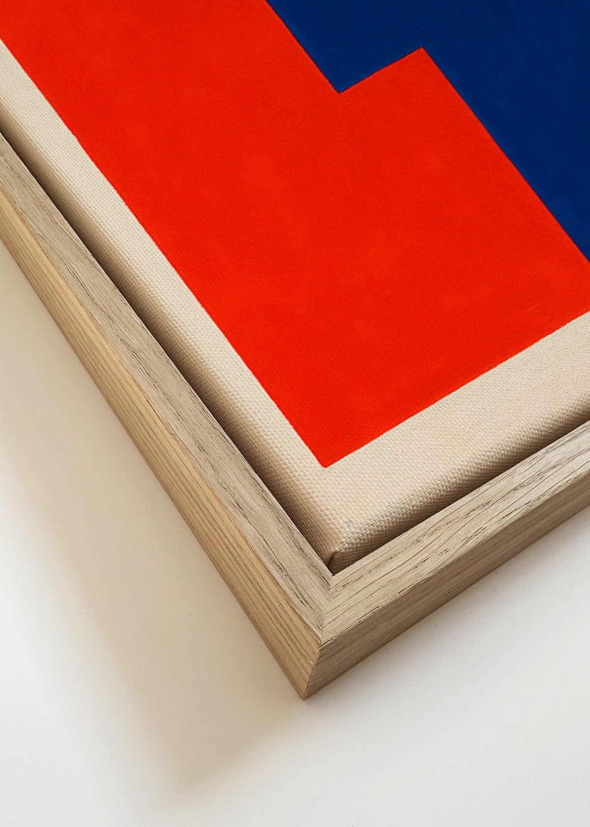 Abstrakt konstverk med röda och blå block – Canvas detail