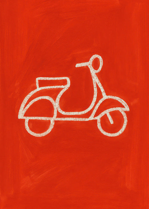 Röd scooterillustration