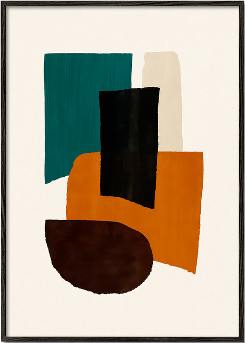 Abstrakt verk med jordiga block – Black Frame