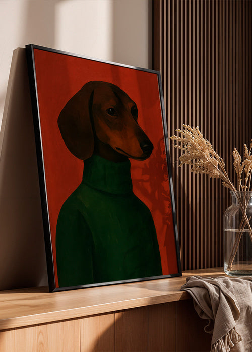 Hundporträtt med grön tröja – Product1