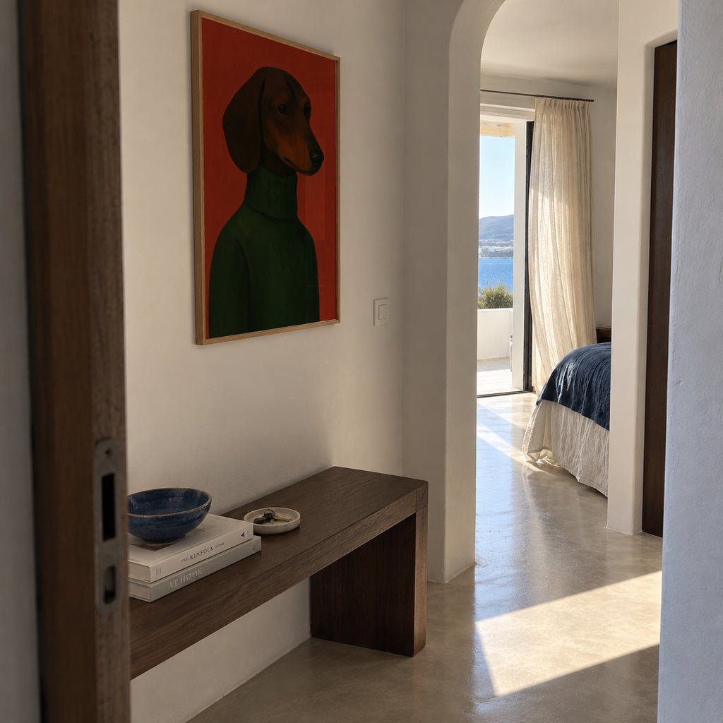 Dark Emerald Portrait - Framed poster in an interior