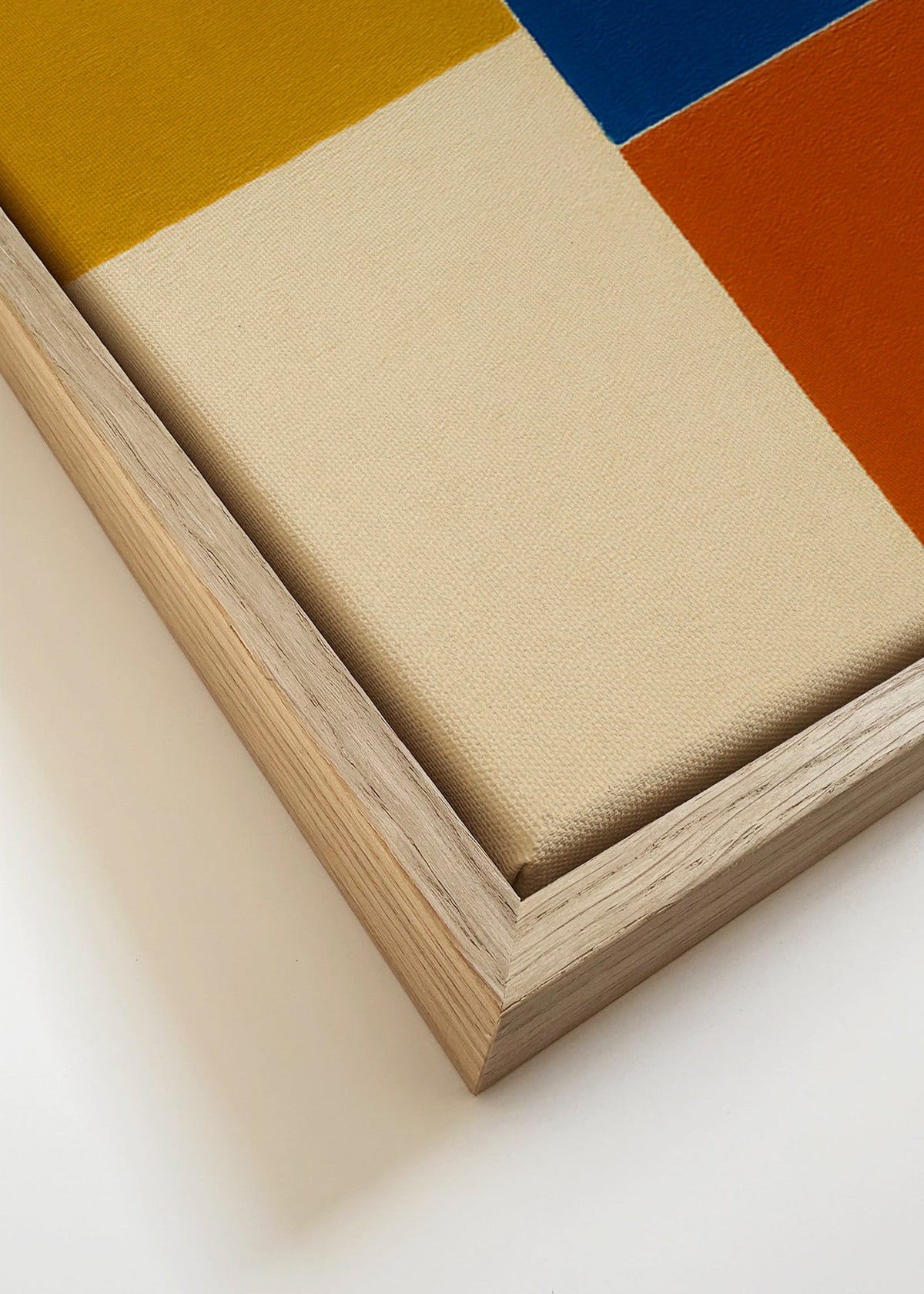 Abstrakt konstverk i senap och blå block – Canvas detail
