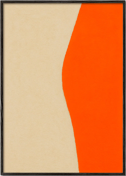 Abstrakt konst med orange kurva – Black Frame