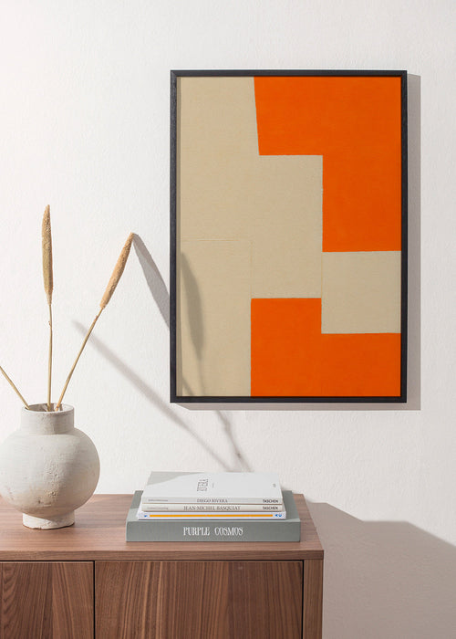 Geometrisk tavla beige och orange block – Product1