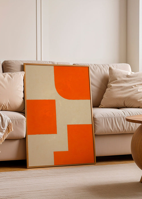 Geometrisk konst i orange och beige med modulära block – Product1