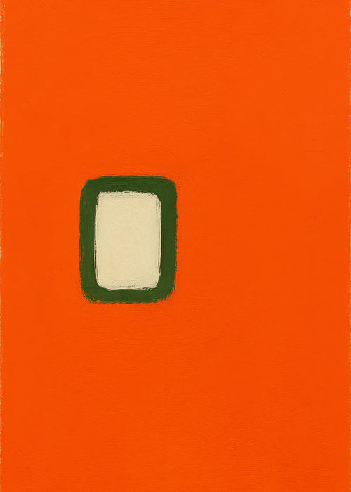 Minimalistisk orange panel med grön kärna