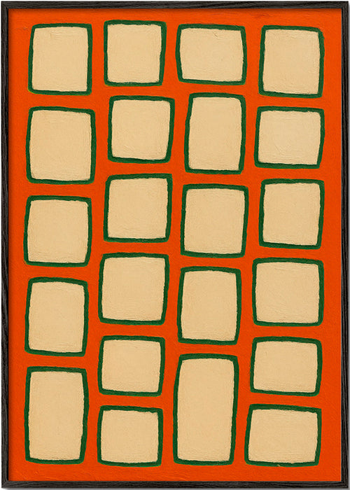 Geometriskt rutmönster i terrakotta – Black Frame
