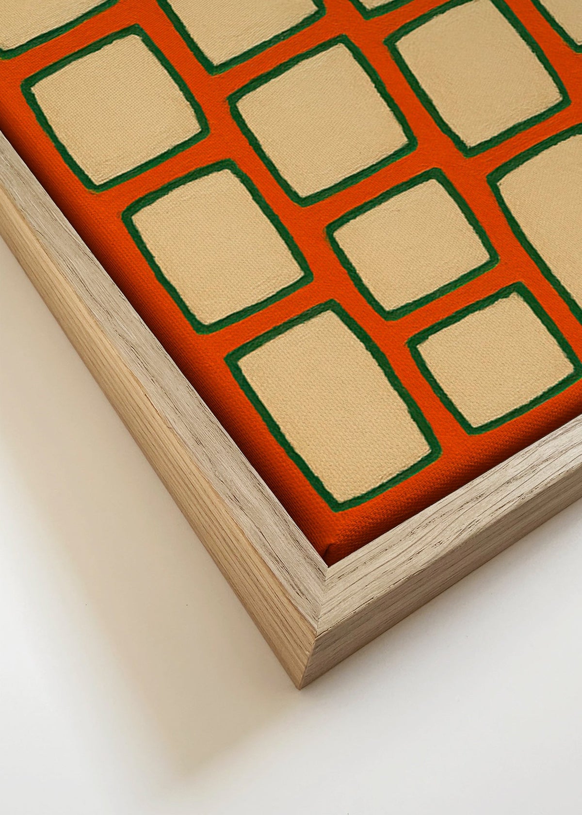 Geometriskt rutmönster i terrakotta – Canvas detail