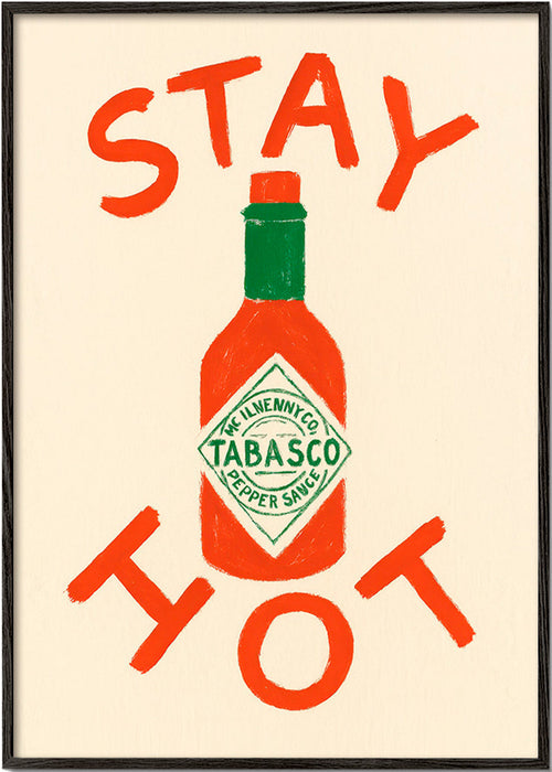 Kökskonst Stay Hot illustrerad flaska – Black Frame