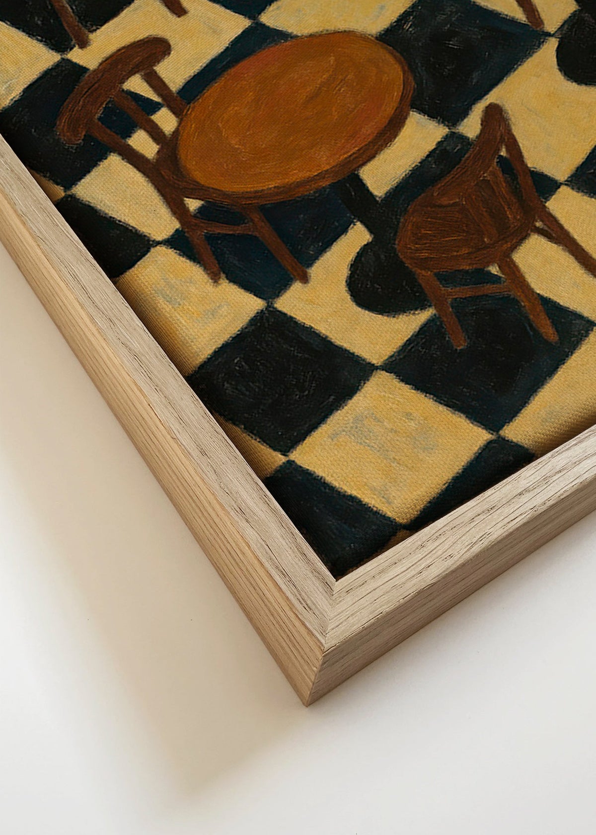 Kökskonst: bistrobord på schackrutigt golv – Canvas detail