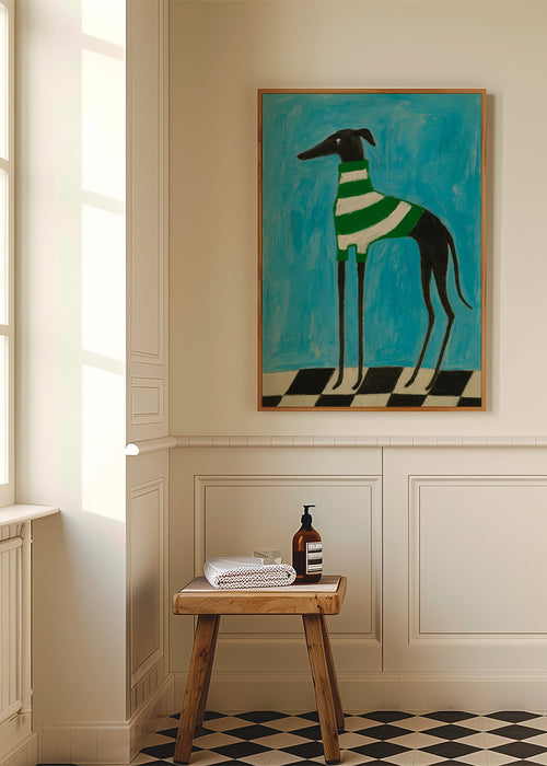 Stiliserad hund med gröna ränder – Product1