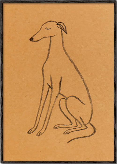 Galgo-silhuett linjeteckning – Black Frame