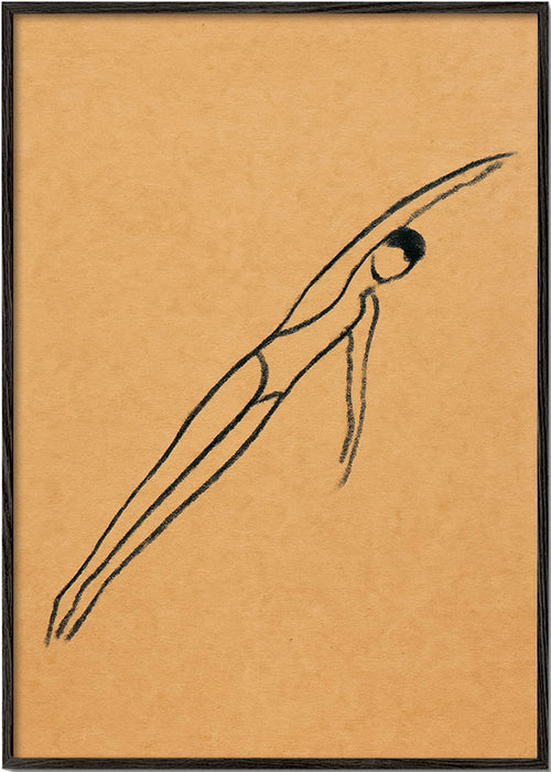 Illustration av figur i upphängning – Black Frame