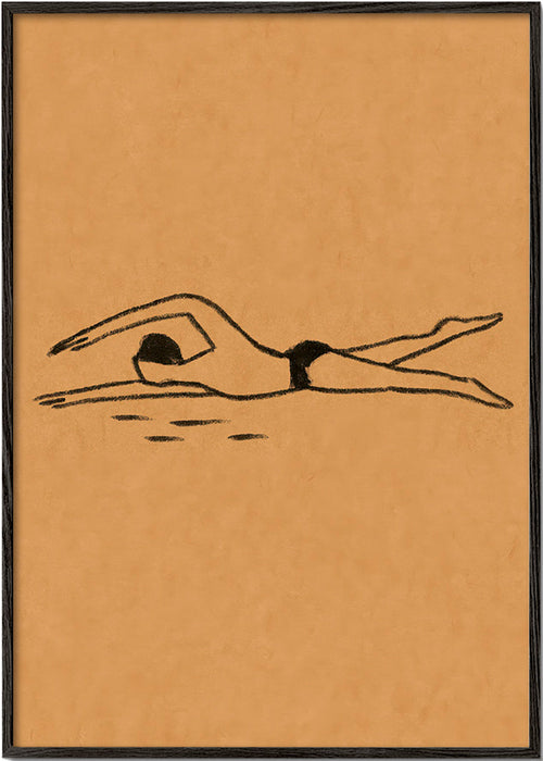 Illustration av simmare i linjeteckning – Black Frame