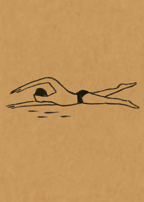 Illustration av simmare i linjeteckning