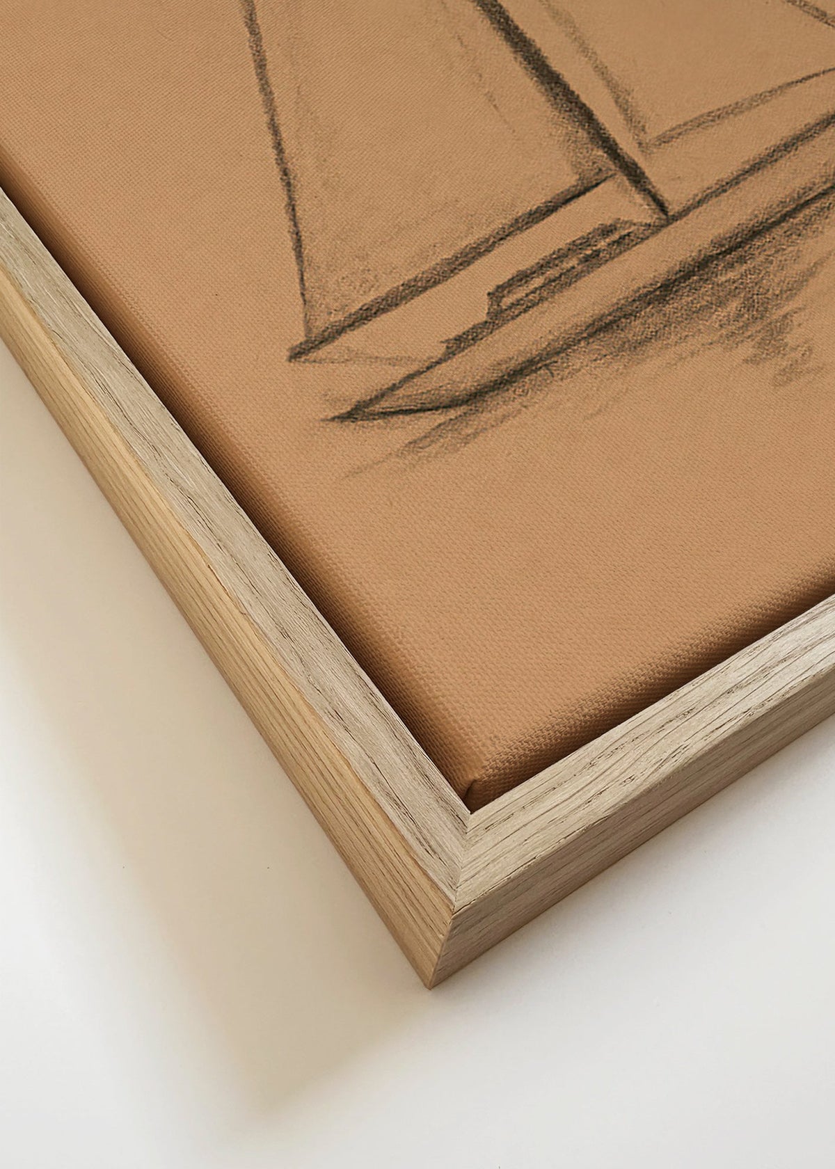 Svartvit konst: segelbåtsskiss – Canvas detail