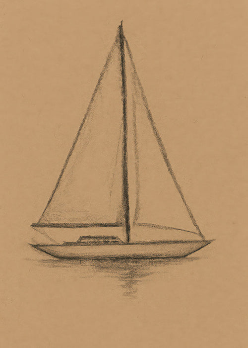 Svartvit konst: segelbåtsskiss