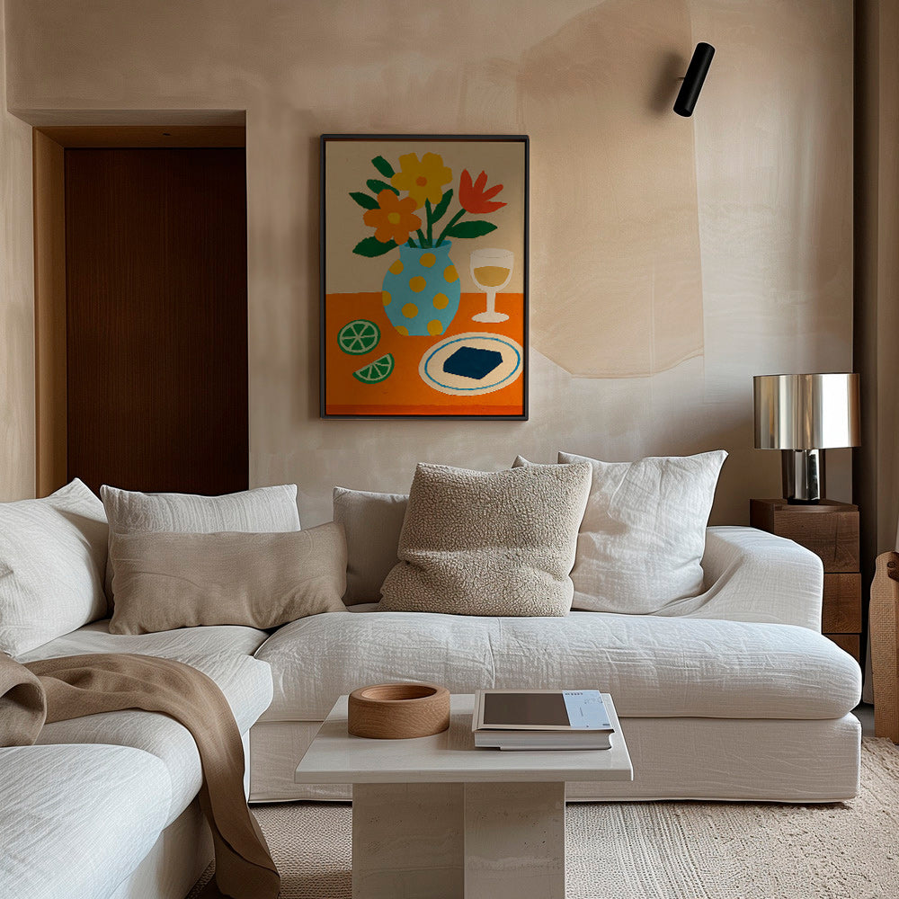 Cuadro de cocina con flores y aperitivo – Canvas1
