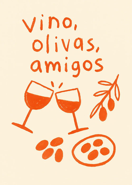 Kökskonst: vin och oliver illustration
