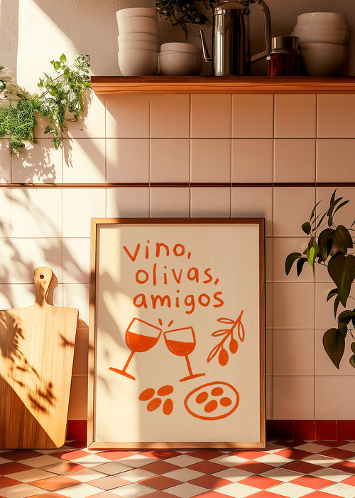 Kökskonst: vin och oliver illustration – Product1