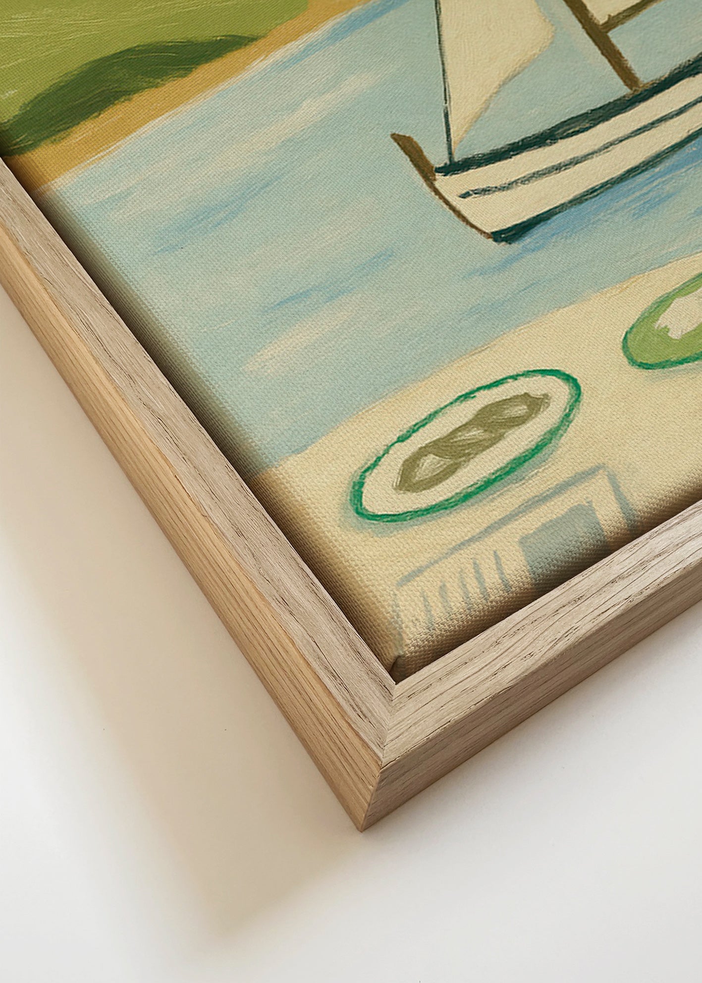 Landskapstavla med segelbåt på sjön – Canvas detail