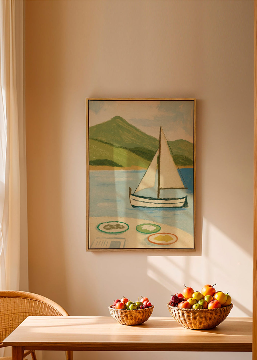 Landskapstavla med segelbåt på sjön – Canvas2