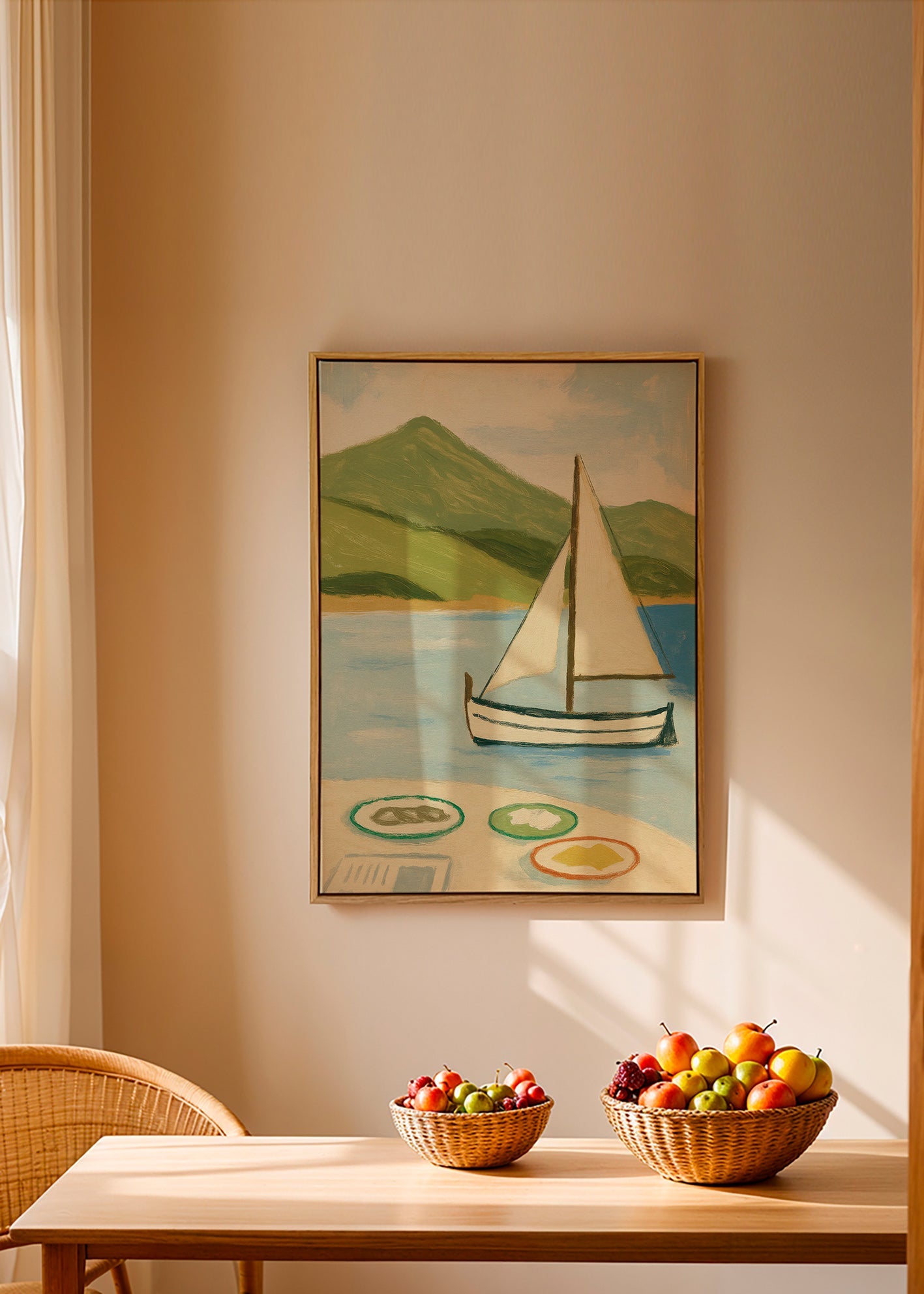 Landskapstavla med segelbåt på sjön – Canvas2