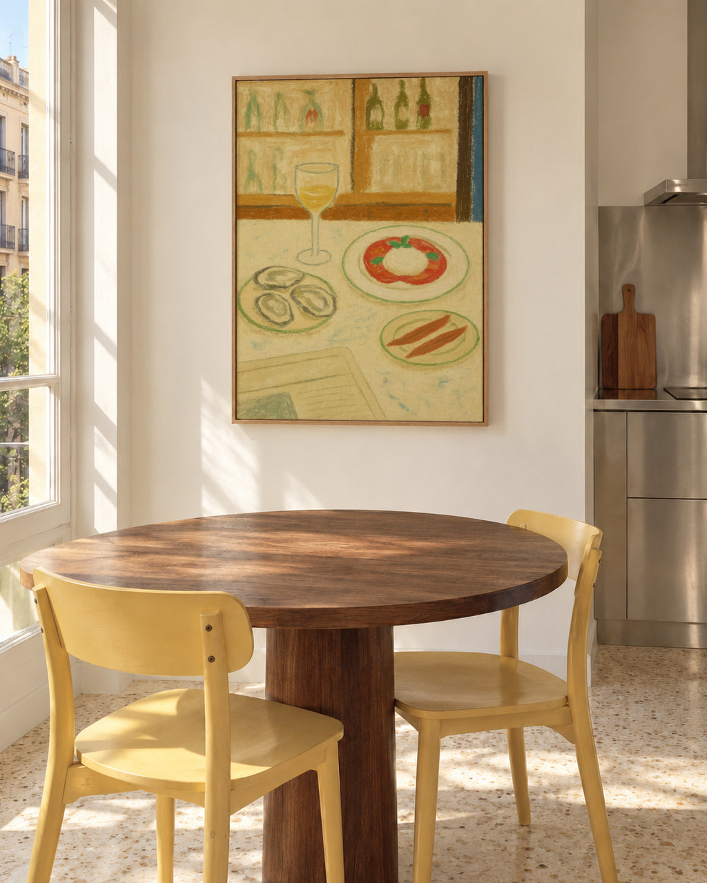 Oysters & Burrata - Framed canvas in an interior