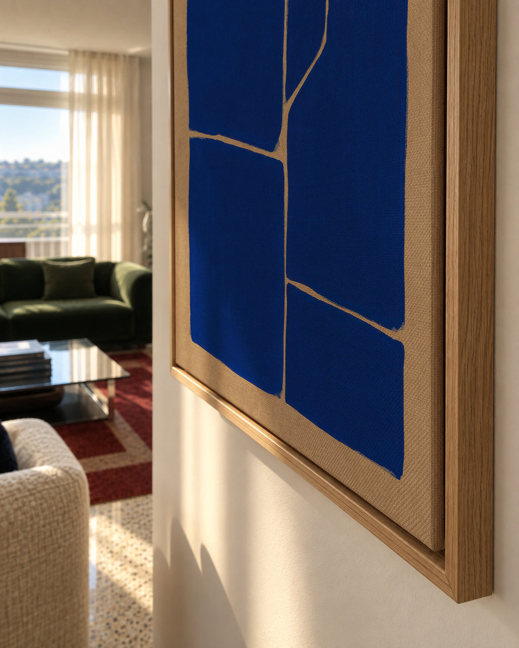 Blue Fractures - Framed canvas detail