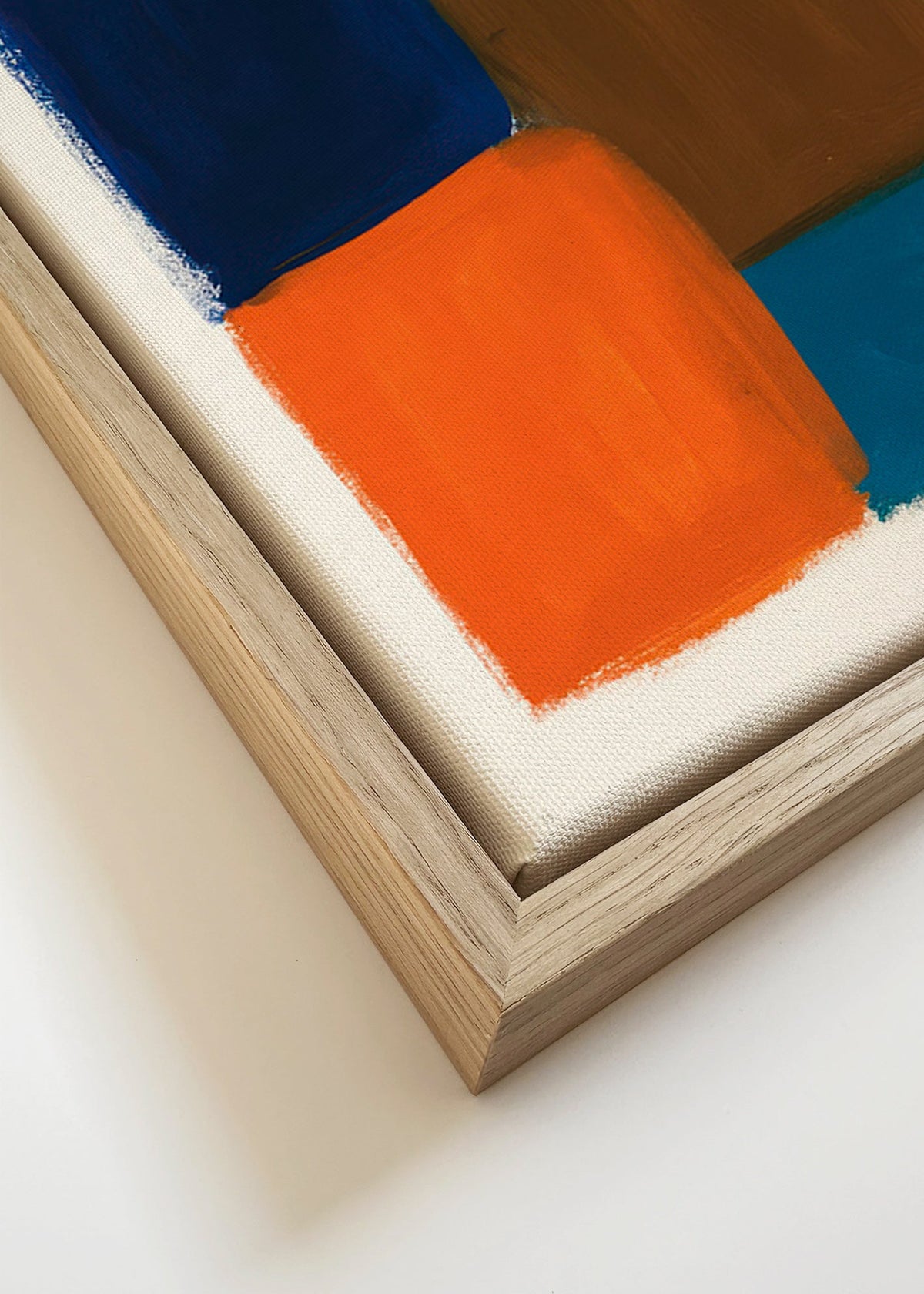 Abstrakt konstverk med marina och varma block – Canvas detail