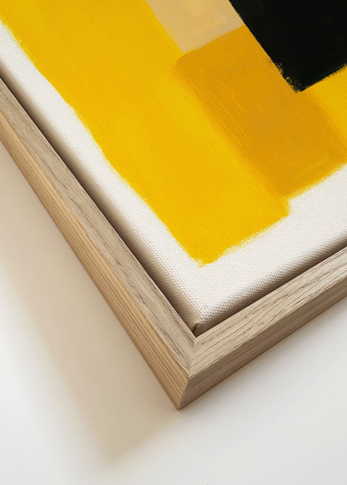 Abstrakt verk med gula och svarta block – Canvas detail