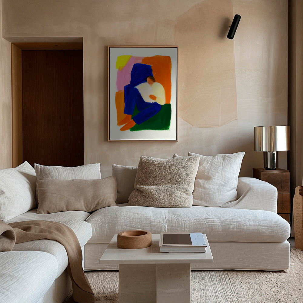 Illustration av sittande figur i klara färger – Canvas1