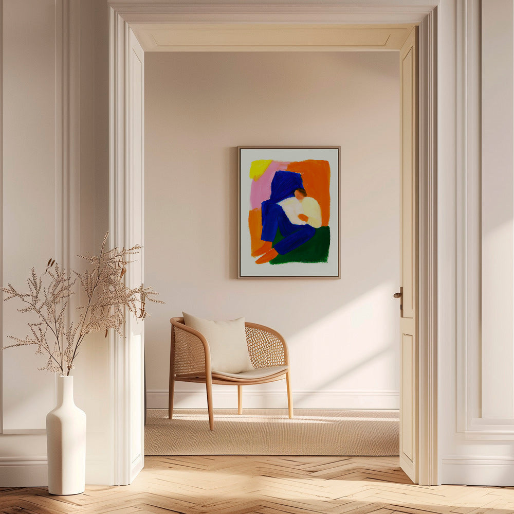 Illustration av sittande figur i klara färger – Canvas2