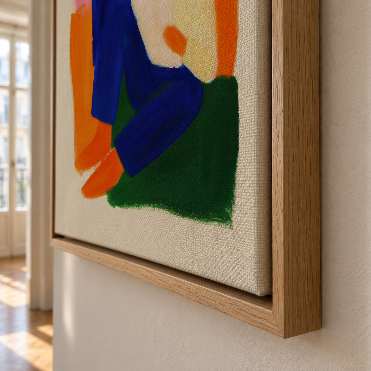 Seated in Color - Framed canvas detail