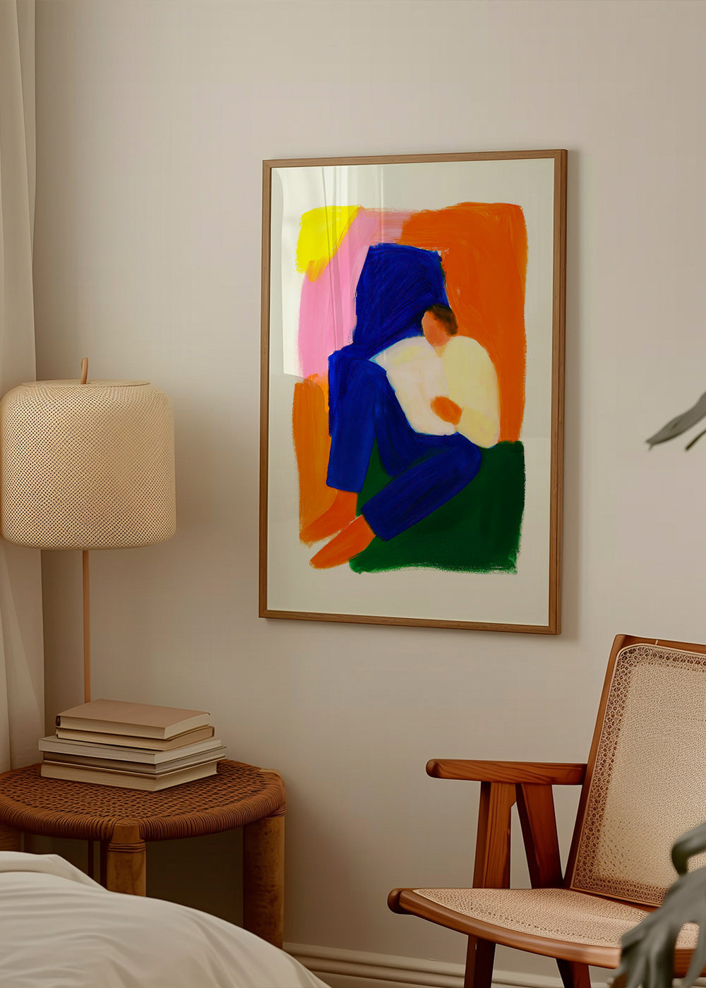 Illustration av sittande figur i klara färger – Product1