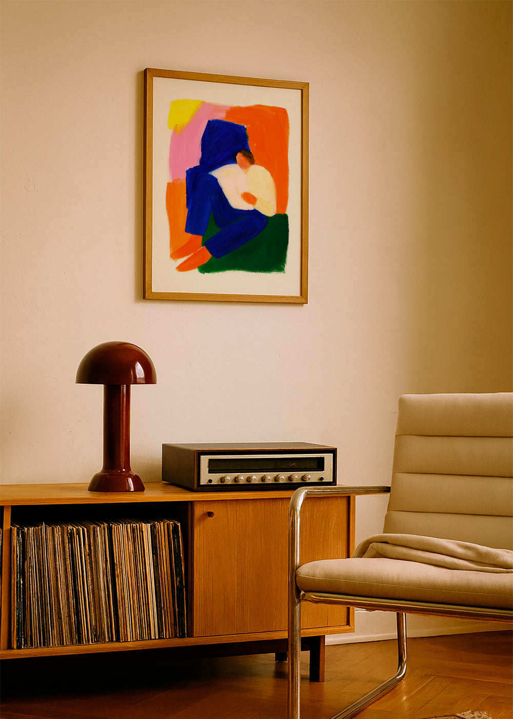 Illustration av sittande figur i klara färger – Product2