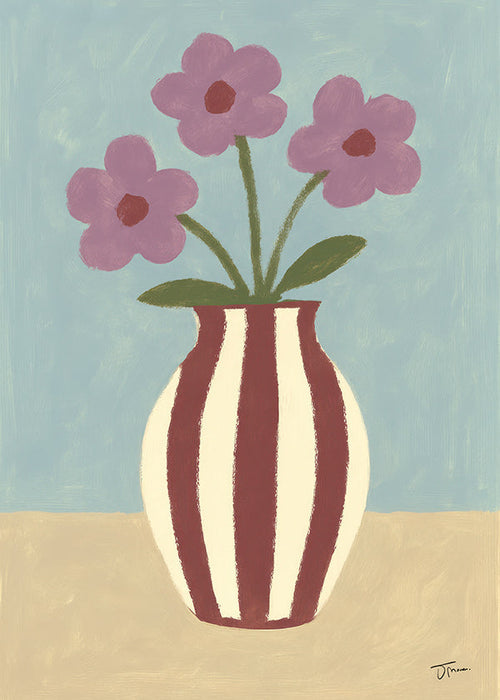 Botanisk poster med vas och blommor